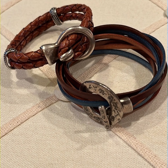 2 Leather Bracelets Double and a triple wrap - Picture 4 of 9